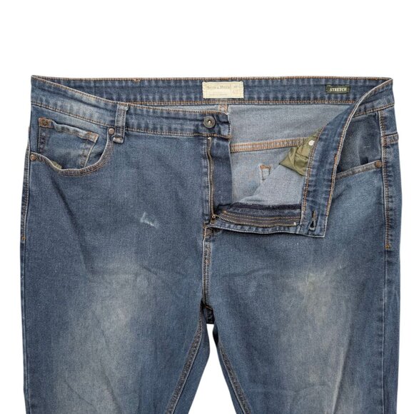 Smith & Mills Straight Leg Jeans Mens Blue Stretch Denim Size 42x32 - Picture 5 of 11